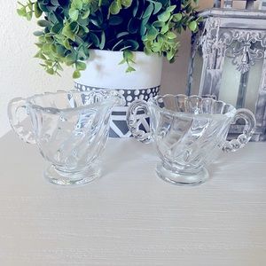 Colony by Fostoria, Glass Cream Pitcher & Sugar Bowl swirl EXCELLENT CONDITION